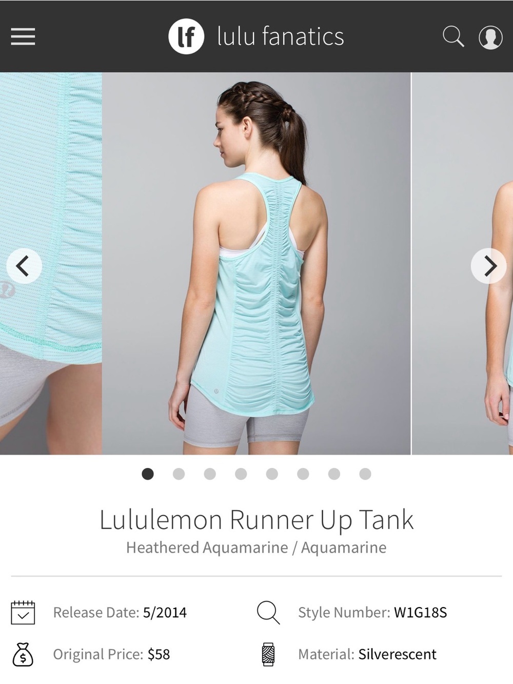 lululemon athletica Light Aqua Runner Up Ruched Racerback Tank - Picture 2 of 8